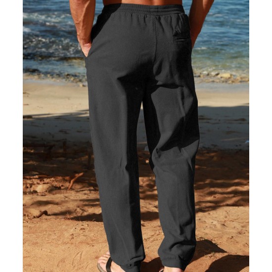 Mens Drawstring Cotton Sweatpants - Black