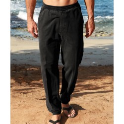 Mens Drawstring Cotton Sweatpants - Black