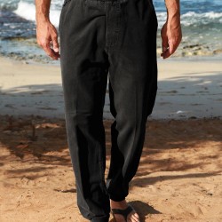 Mens Drawstring Cotton Sweatpants - Black