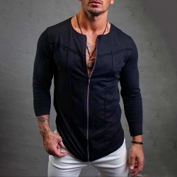 Men's Fashion Zipper Design Long Sleeve T-shirt