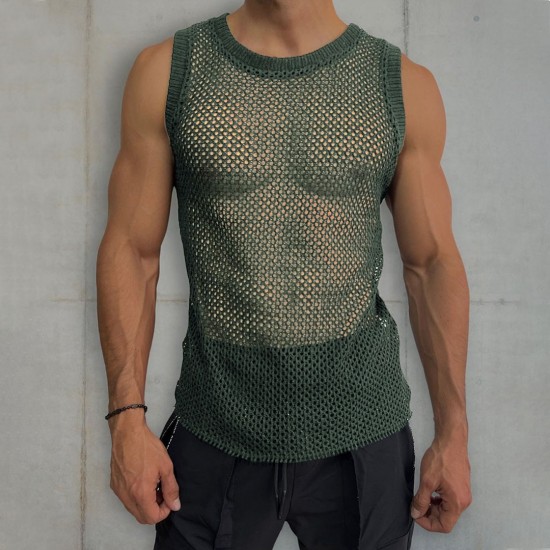 Men's Sheer Mesh Sheer Sleeveless Top