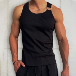 Men's Plain Asymmetric Sleeveless Top