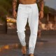 Men's Casual Breathable Elastic Tether Beach Cotton Linen Loose Trousers