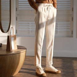 Casual Elastic Waist Pure Color Elastic Simple Mens Pants