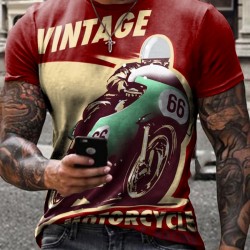 Motorcycle trendy T3D printed men's short sleeves HE1306-02-02